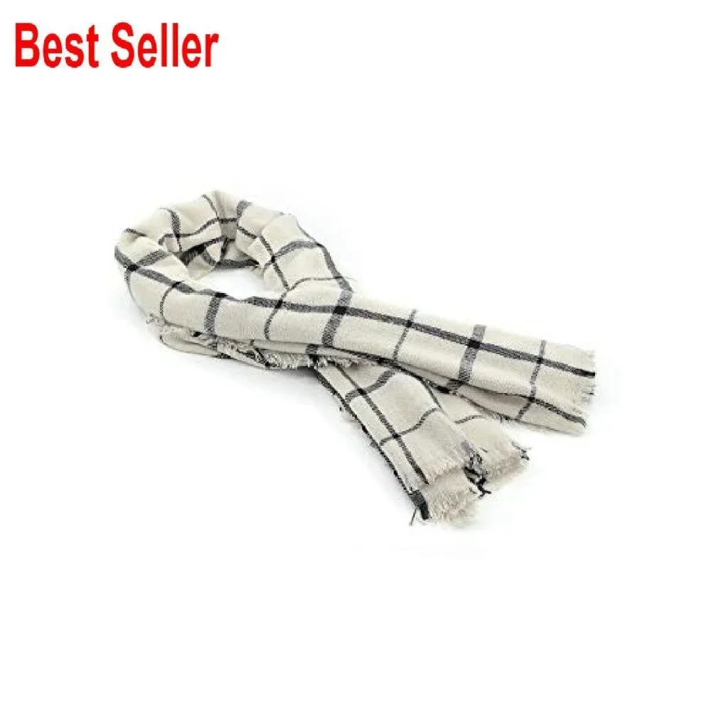 Oversized Plaid Blanket Scarf Cashmere-Like Acrylic Wrap Shawl Chic